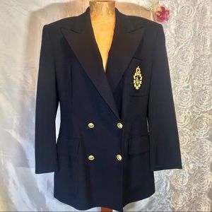 Ralph Lauren Double Breasted Navy Wool Blazer 14